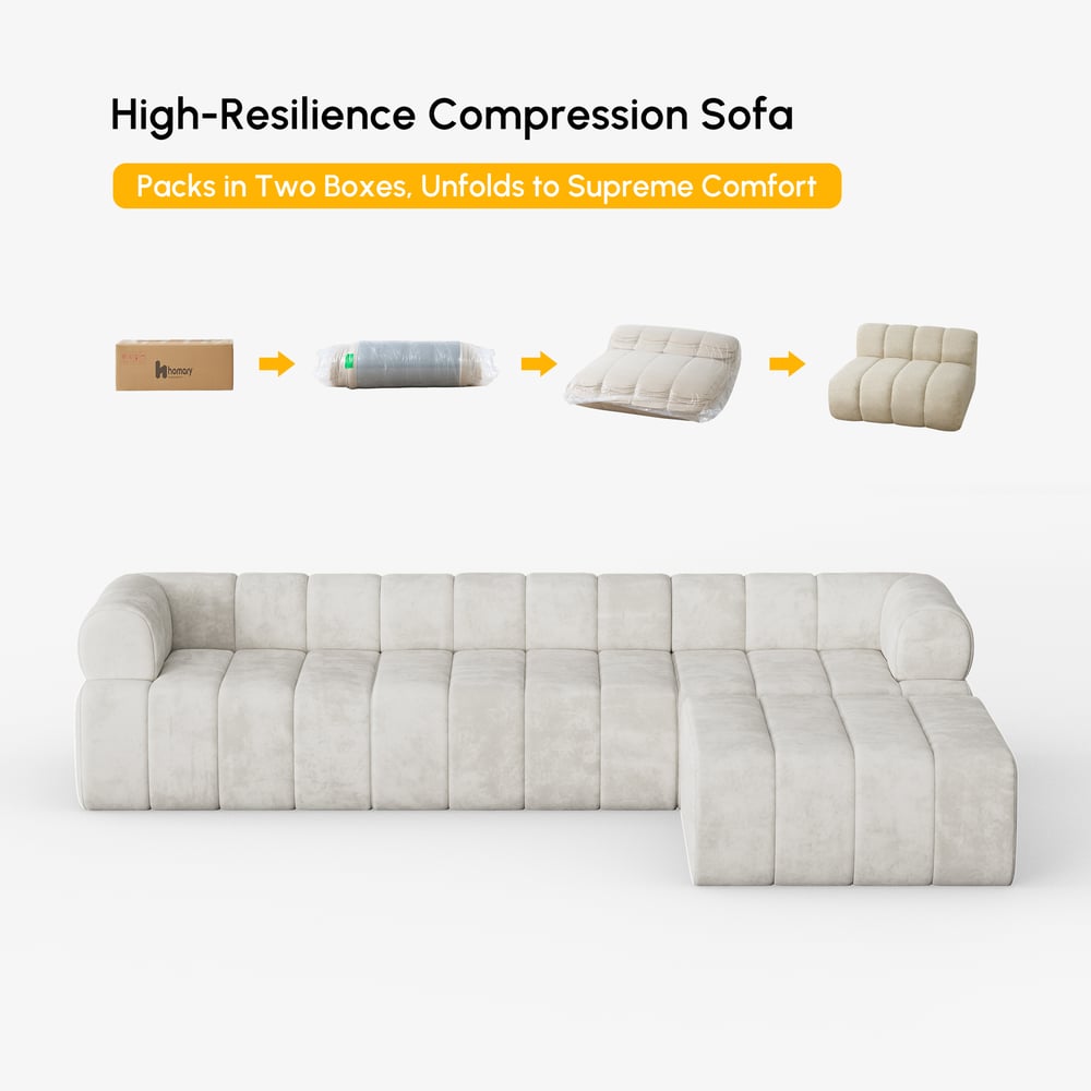 Nimbus 118" 4-Piece Channel Tufted Velvet Sectional Sofa with Ottoman window image