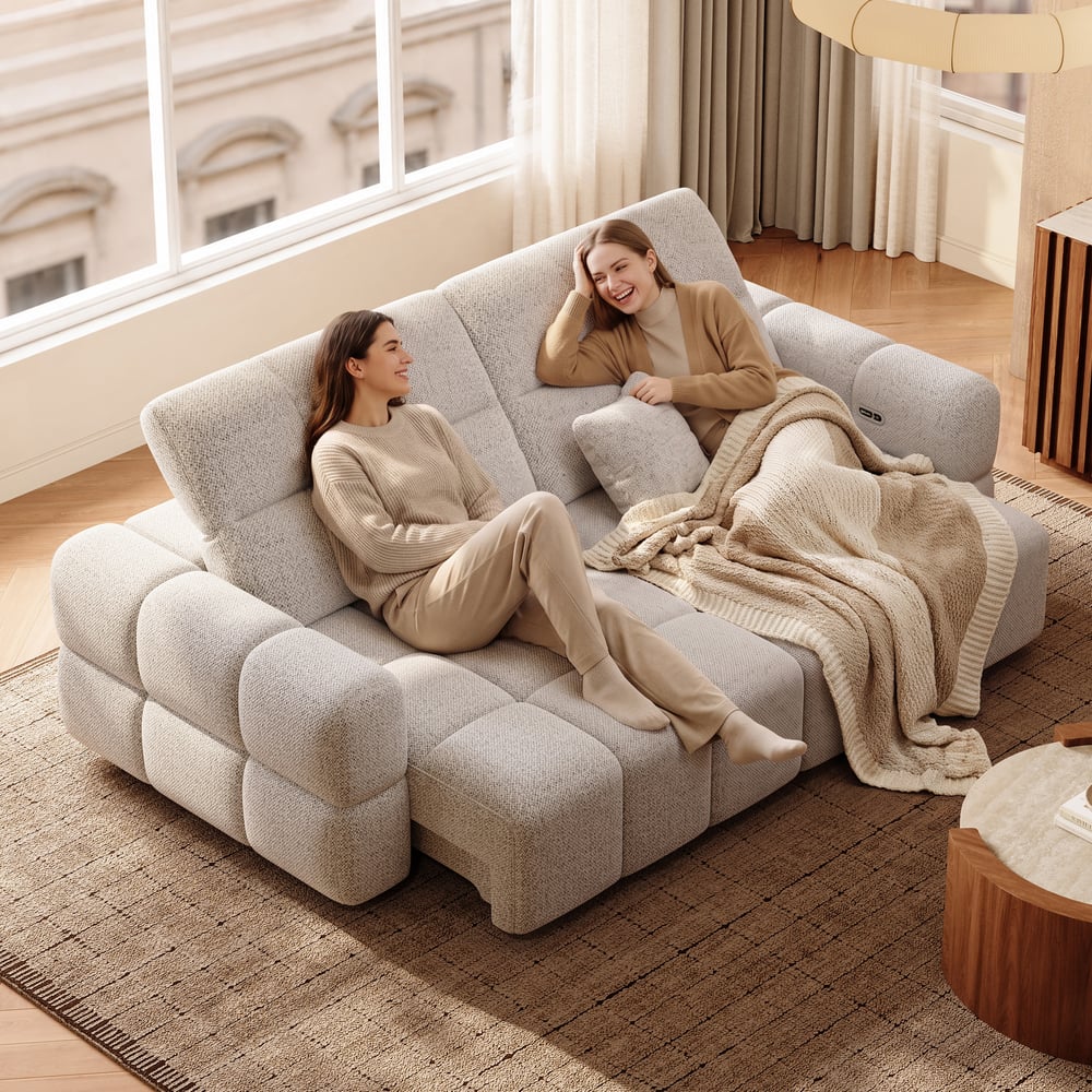Performance Chenille Power Sleeper Sofa with Adjustable Headrests window image