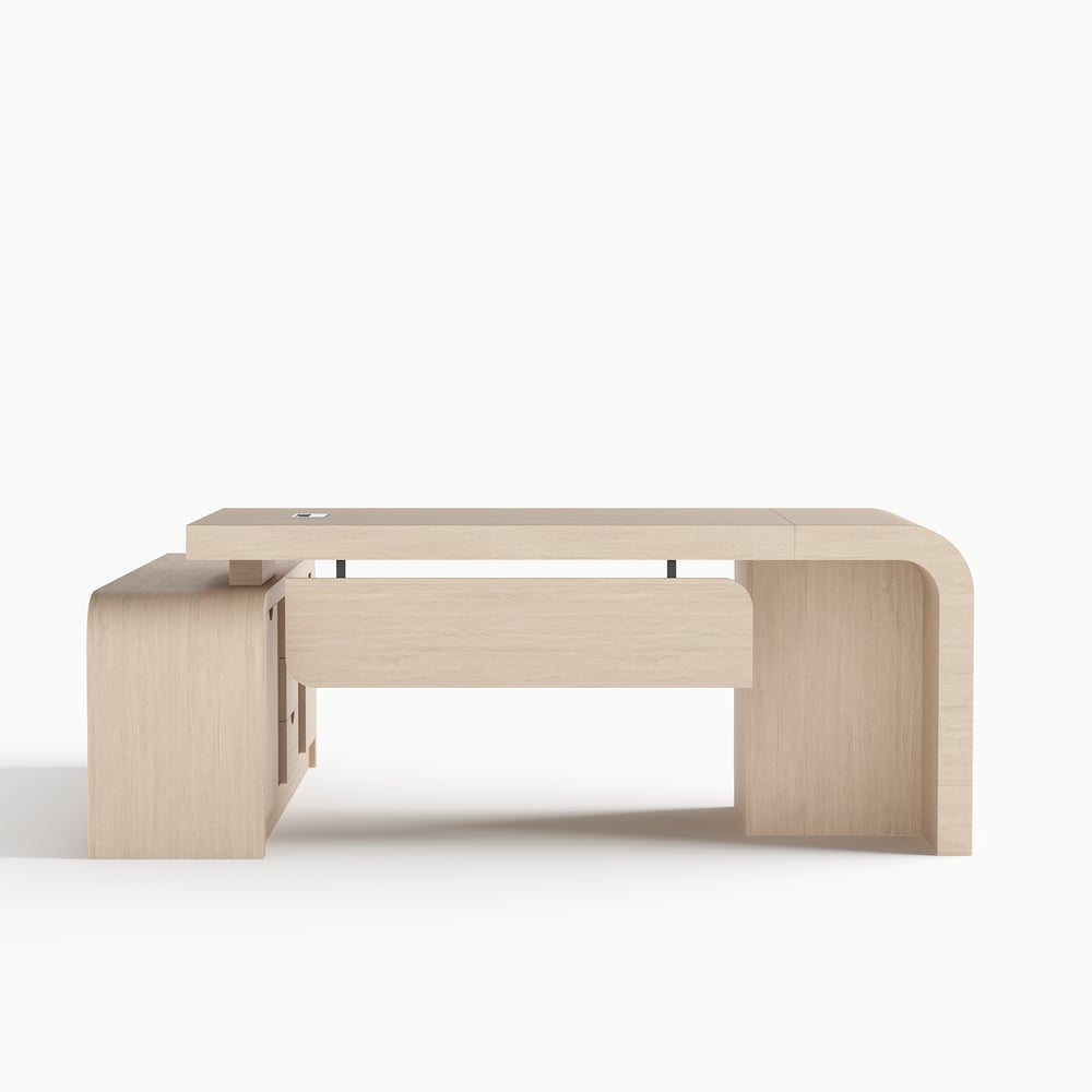 Chicent Whitewash L-shaped Modern Executive Desk with Ample Storage Right Hand (70.9'') window image