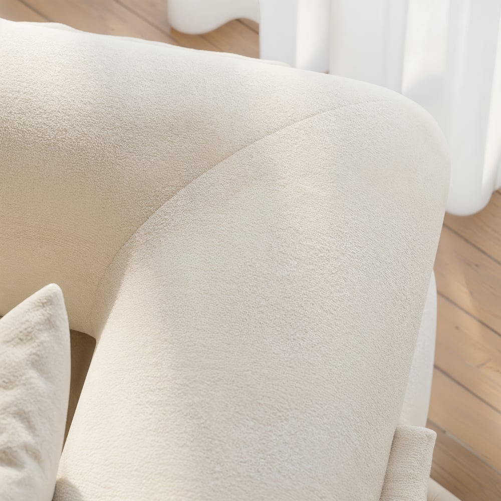 Serene Modern White Chenille Velvet Lounge Accent Chair window image