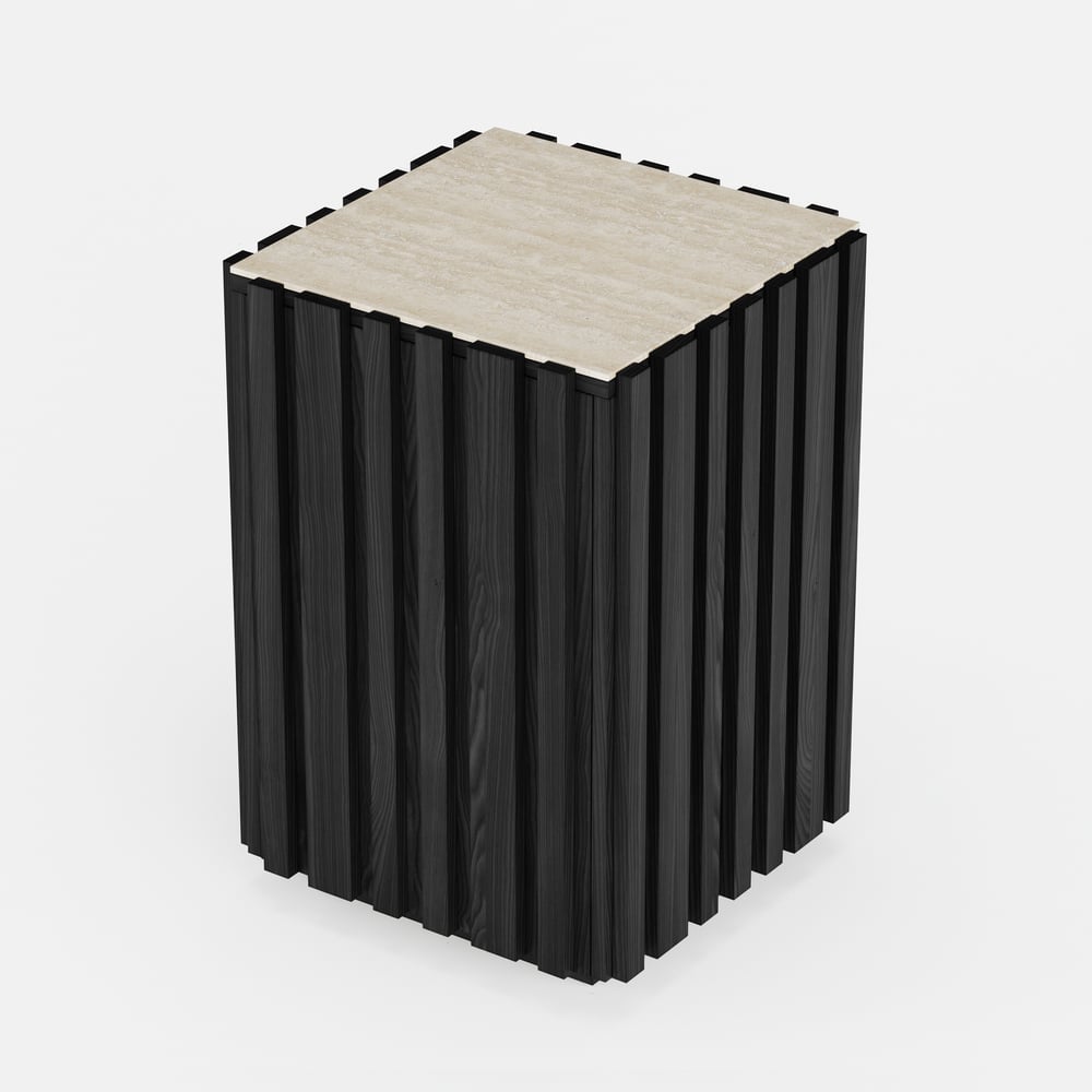 Aura Ash Wood Fluted Black Side Table with Sintered Stone Top window image