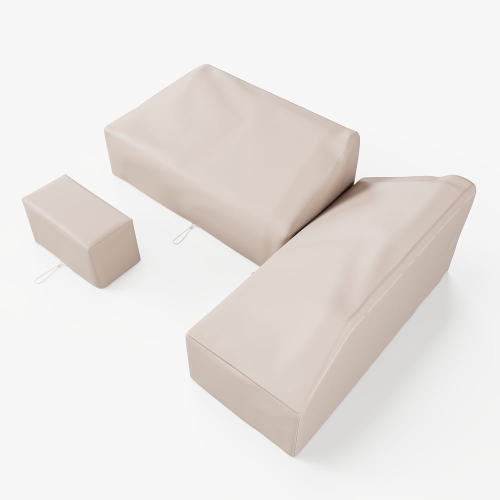 Slatera Outdoor 600D Tough Canvas Waterproof Patio Furniture Set Covers in Ivory window image