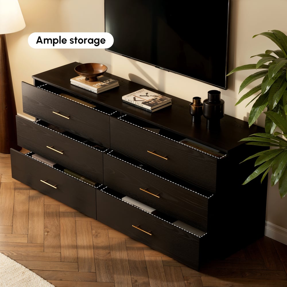 Arune 63" TV Stand with 6 Drawers Storage Chests window image