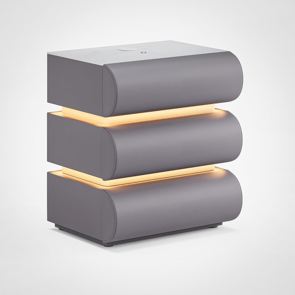 Humply Leather 3-Drawer Smart LED Nightstand window image