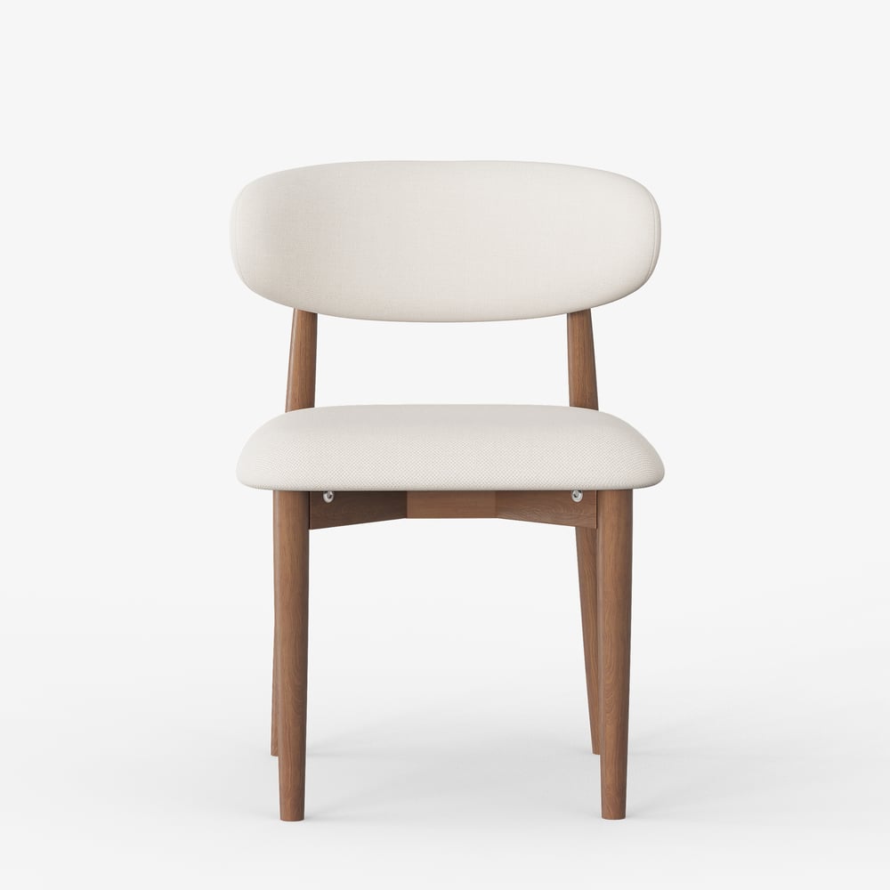 Nowoczesne krzesło do jadalni z drewna orzechowego i lnu, z nogami z drewna kauczukowego, 1 sztuka obraz okna