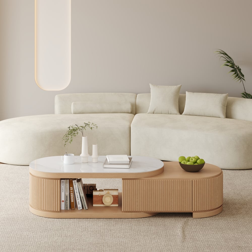 Velar 47"-67" Extendable Coffee Table with Sintered Stone Top and Storage window image