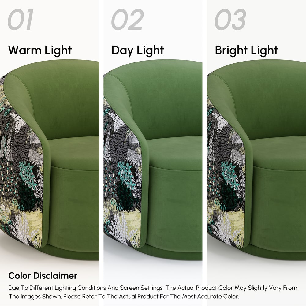 Performance Velvet 360° Swivel Barrel Accent Chair window image