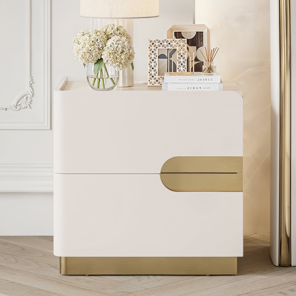 20" Smart 2-Drawer Nightstand with Sintered Stone Top & Charging Station window image