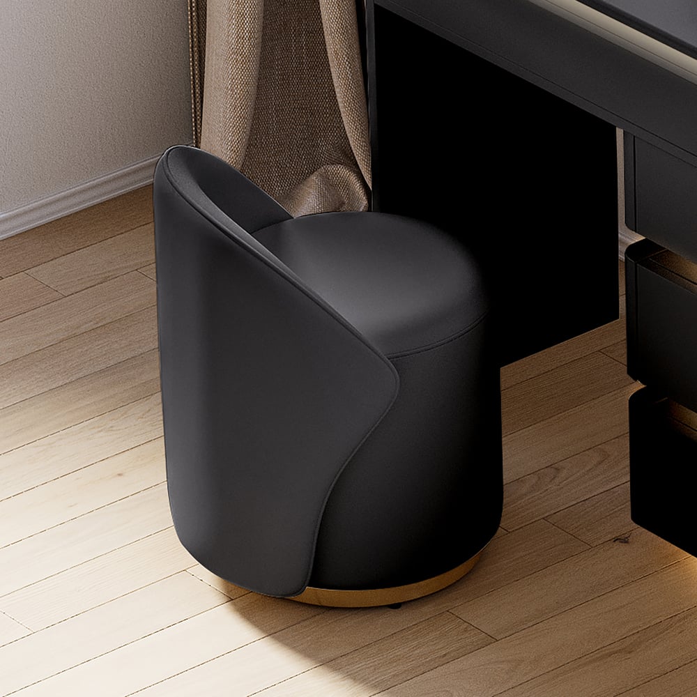 Skórzany okrągły taboret do toaletki z krzesłem akcentującym z oparciem obraz okna