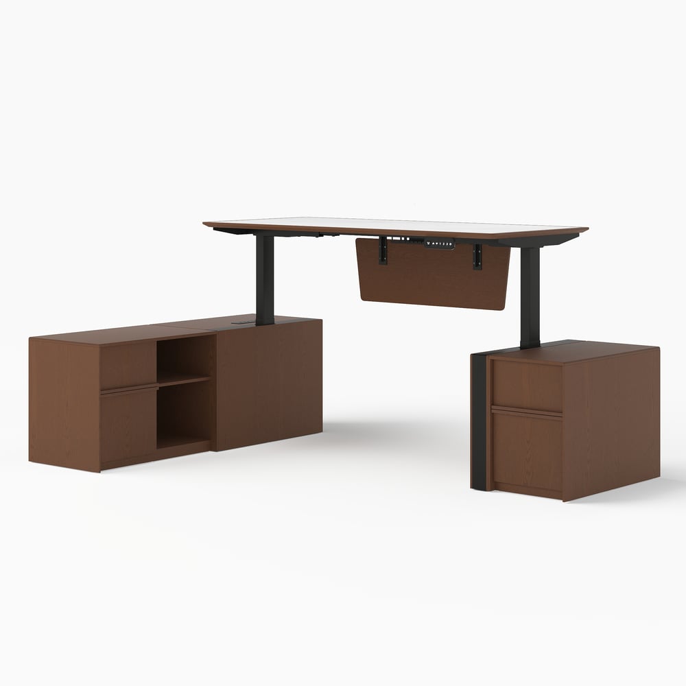 Modern 71" Modular Executive Standing Desk with Storage, Power Access & Memory Control window image