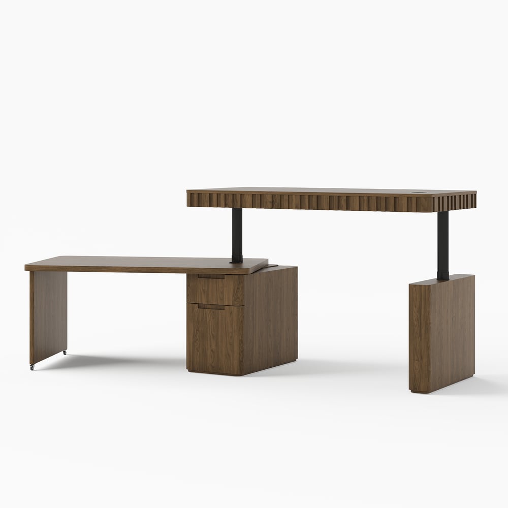 Aura 63" Smoked Brown 360-Degree Rotating Desk Electric Adjustable Standing Desk window image