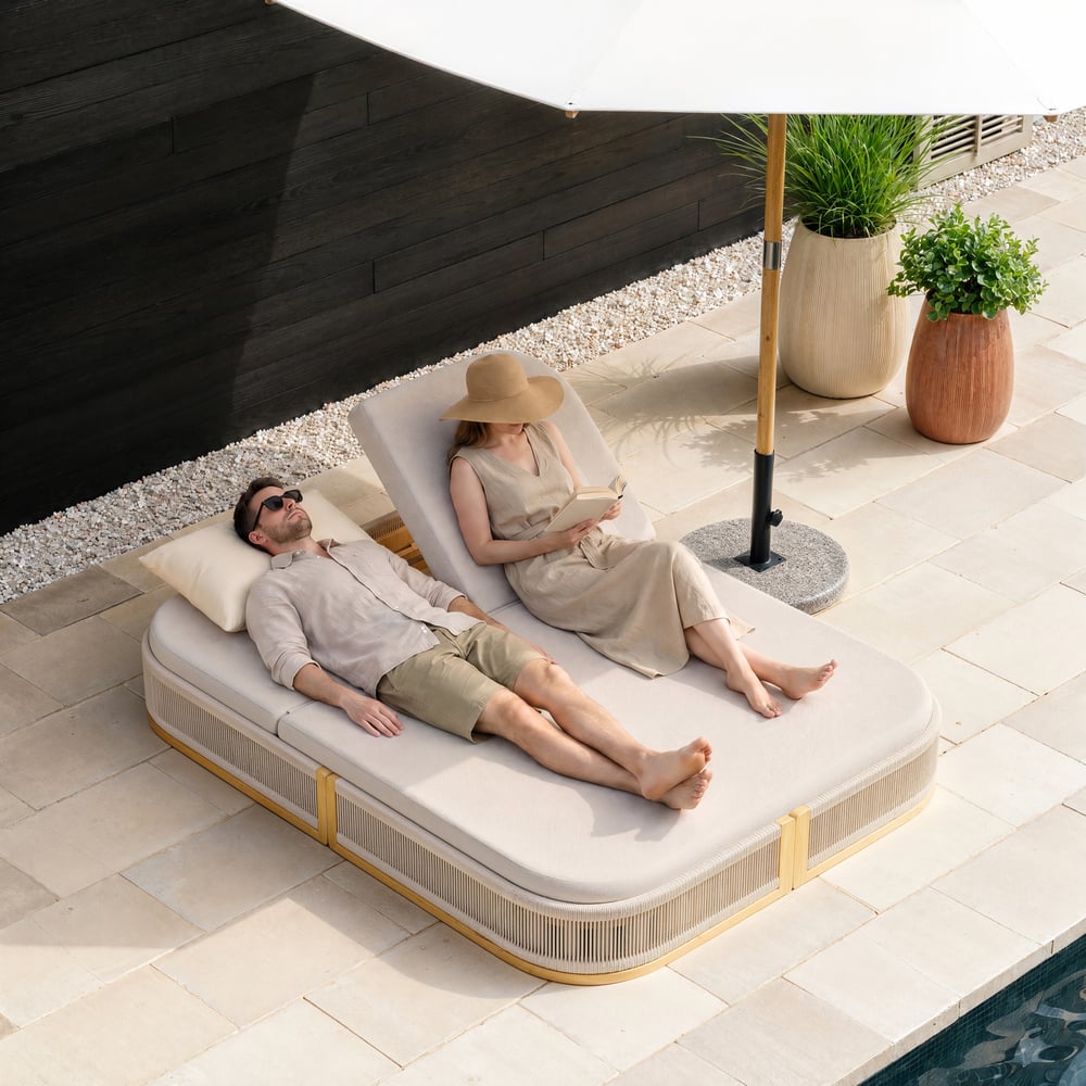 Costra Outdoor Handwoven Rope Reclining Chaise Lounge window image
