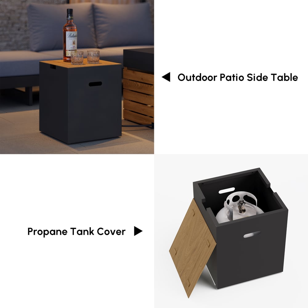 Tevara 100cm Propane Gas Fire Pit Table with Glass Propane Gas Tank Cover Table Set of 2 window image