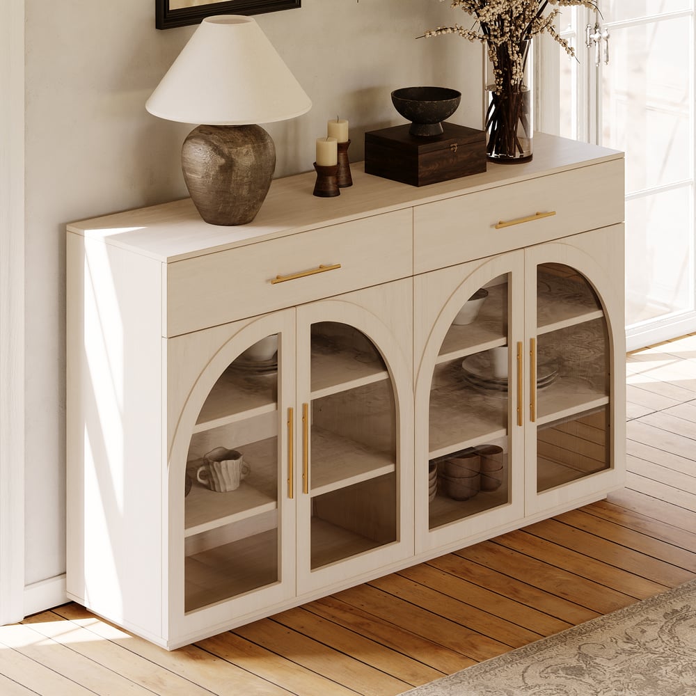 Arune 63" Whitewash Wood Sideboard with Storage & LED Lights window image
