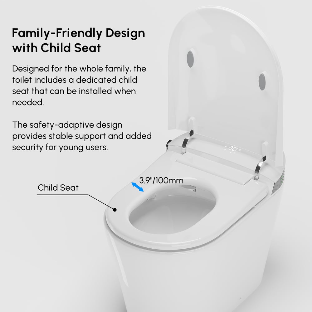 Glowin K5 Smart Bidet Toilet with Auto Open, Built-in Tank, Child Seat, cUPC ETL CEC&ADA window image