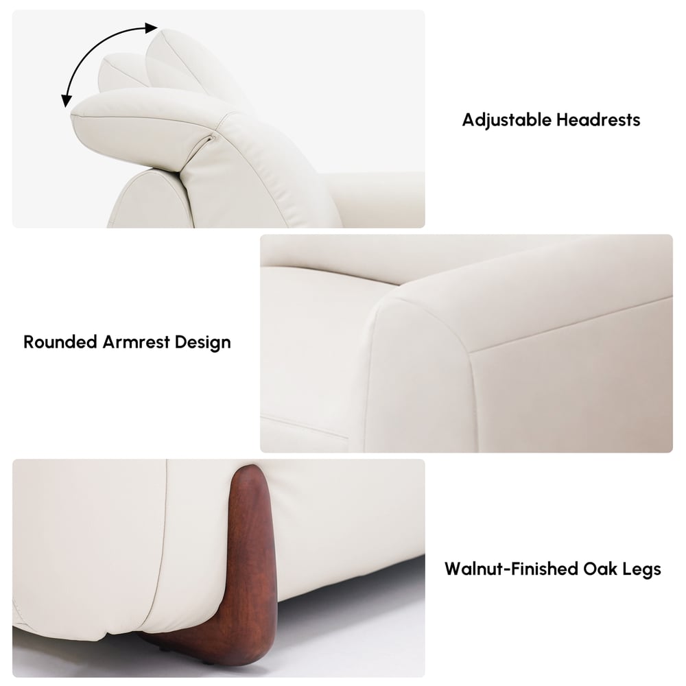 85" Genuine Leather Power Reclining Sofa with Adjustable Headrest window image