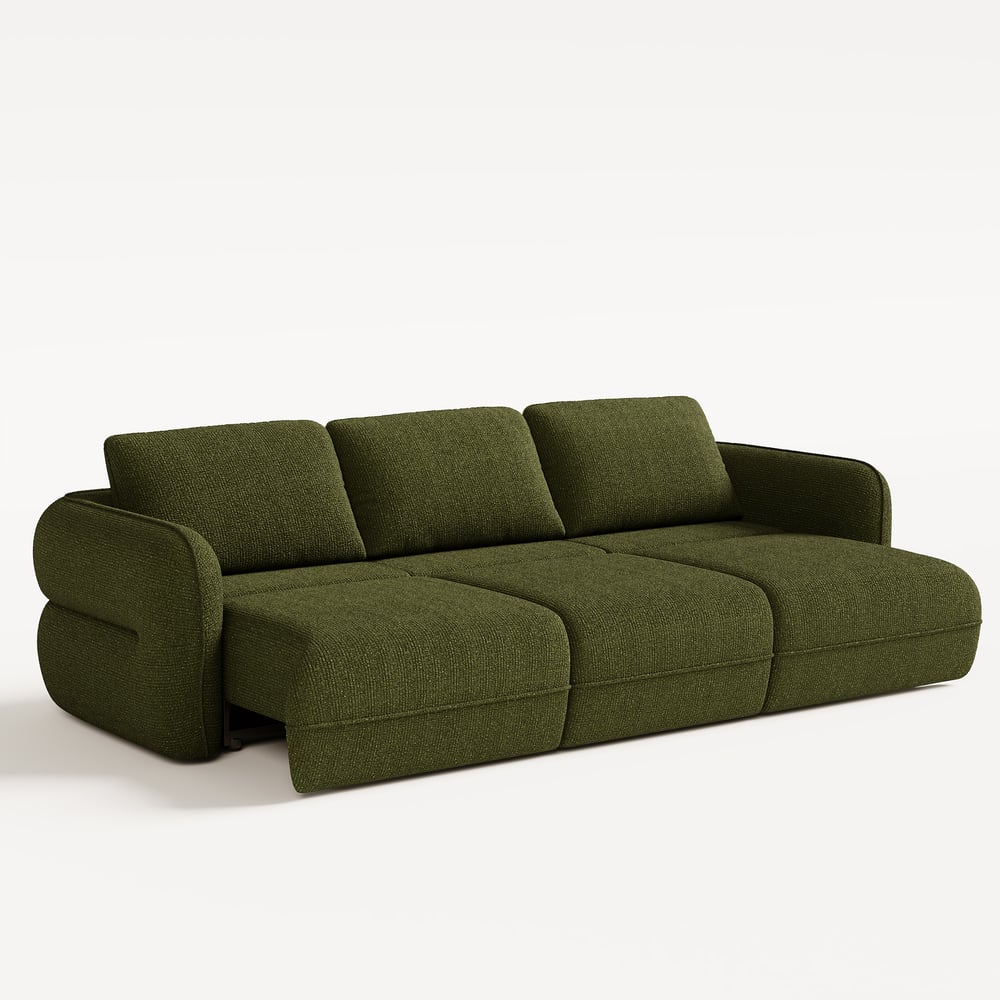 Modern 304cm 3-Seater Chenille Power Convertible Sleeper Sofa with Remote Control window image