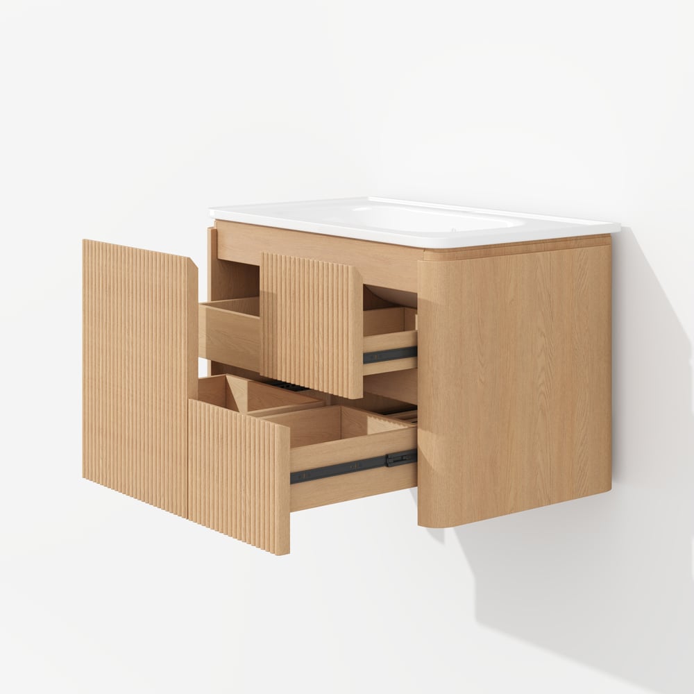 Modern  32" Floating Bathroom Vanity  with Sink, LED Light, Ample Storage window image