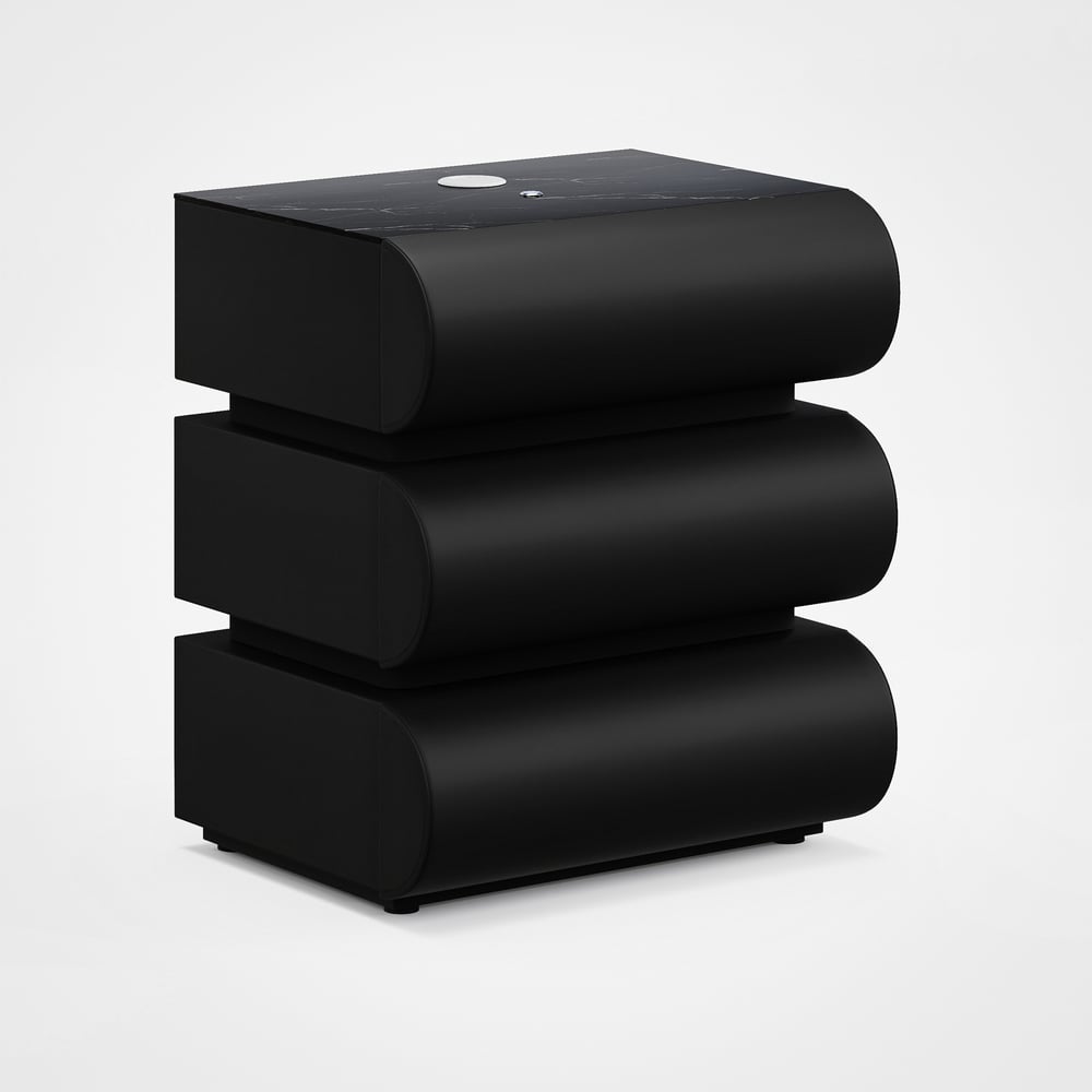 Humply Leather 3-Drawer Smart LED Nightstand window image