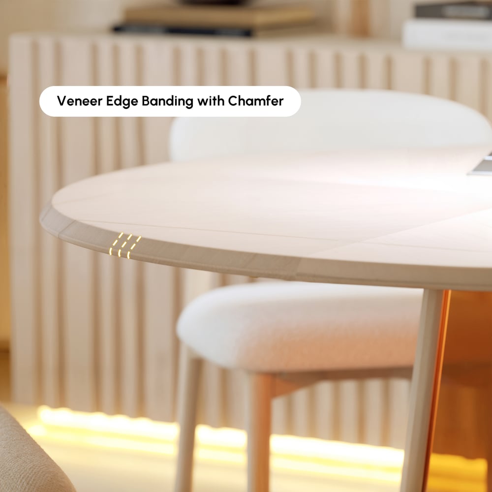 36"-47" Solid Whitewash Wood Extendable Dining Table with Light window image