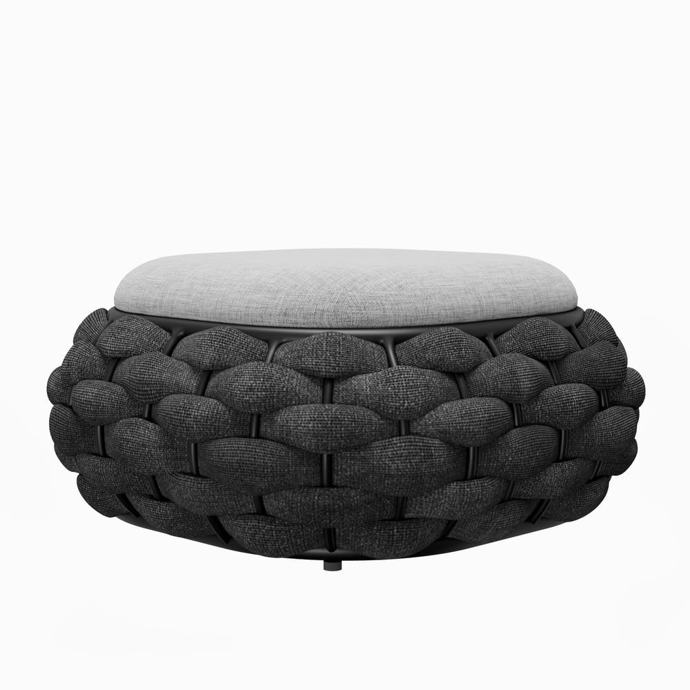 Cocaro Outdoor Hand-Woven Rope Footrest Storage Ottoman in Dark Grey window image