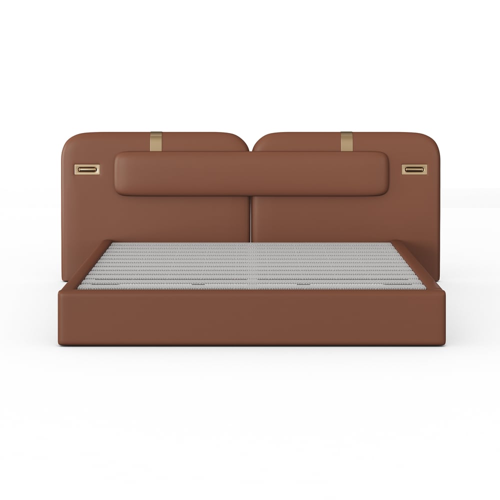 Horva King Faux Leather Platform Bed window image