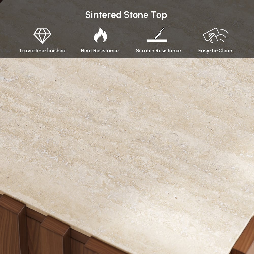 Aura Ash Wood Fluted Walnut Side Table with Sintered Stone Top window image