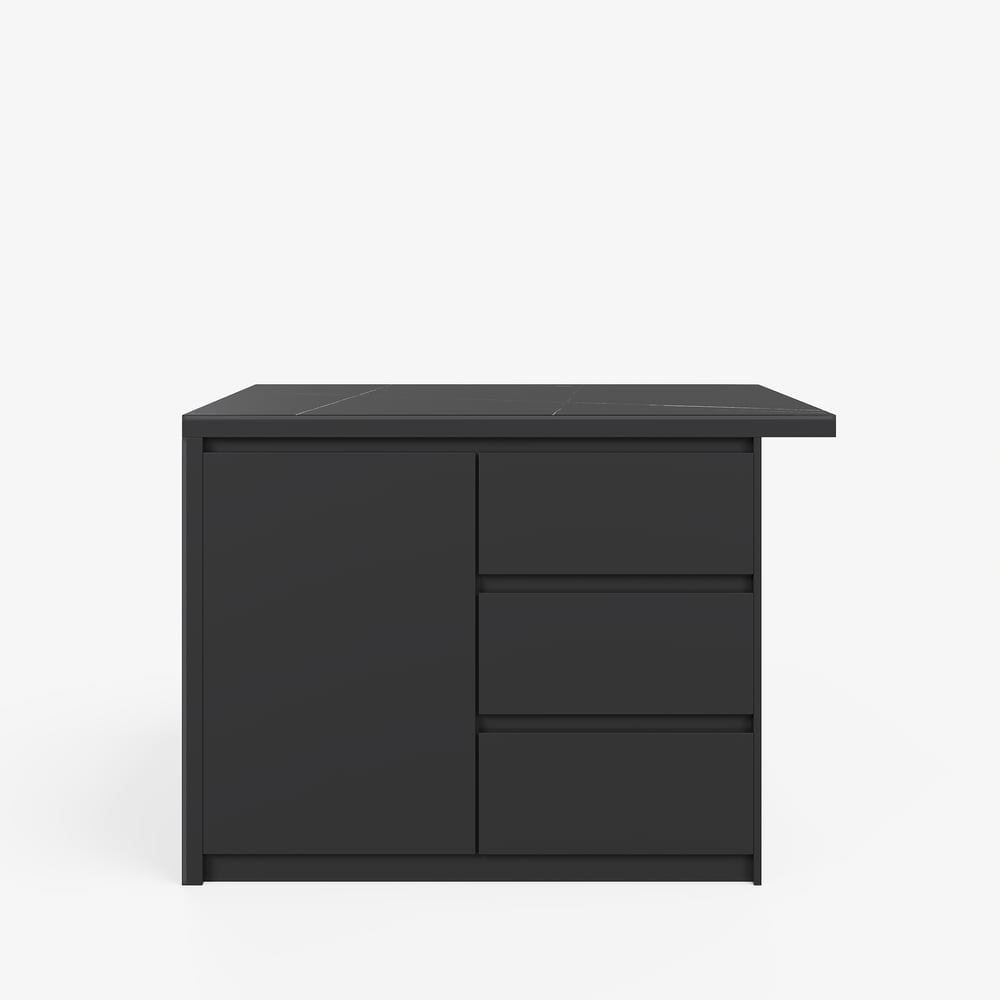 Moderne 50" Matt Sintered Stone Kücheninsel mit Stauraum, Schwarz Schaufensterbilder