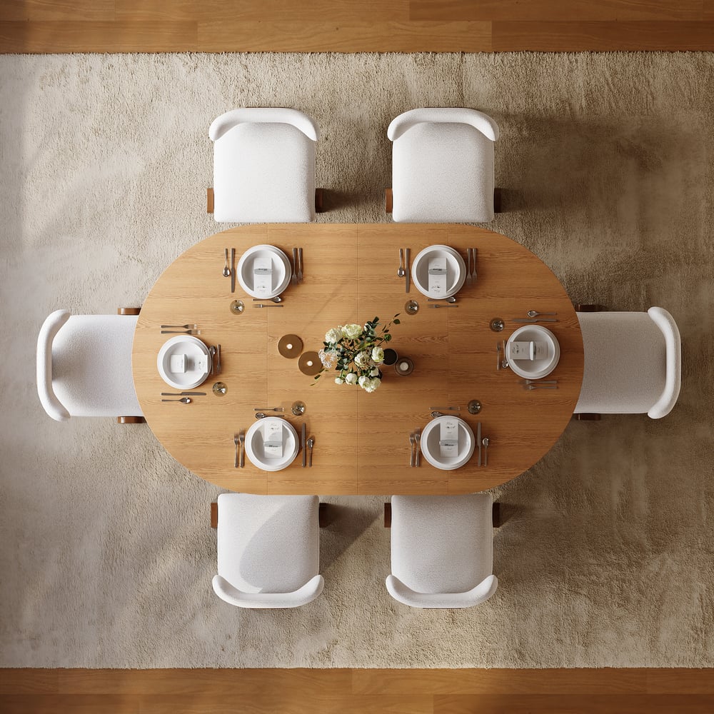 Dining Set 47"–79" Extendable Solid Wood Dining Table with 6 Chairs window image