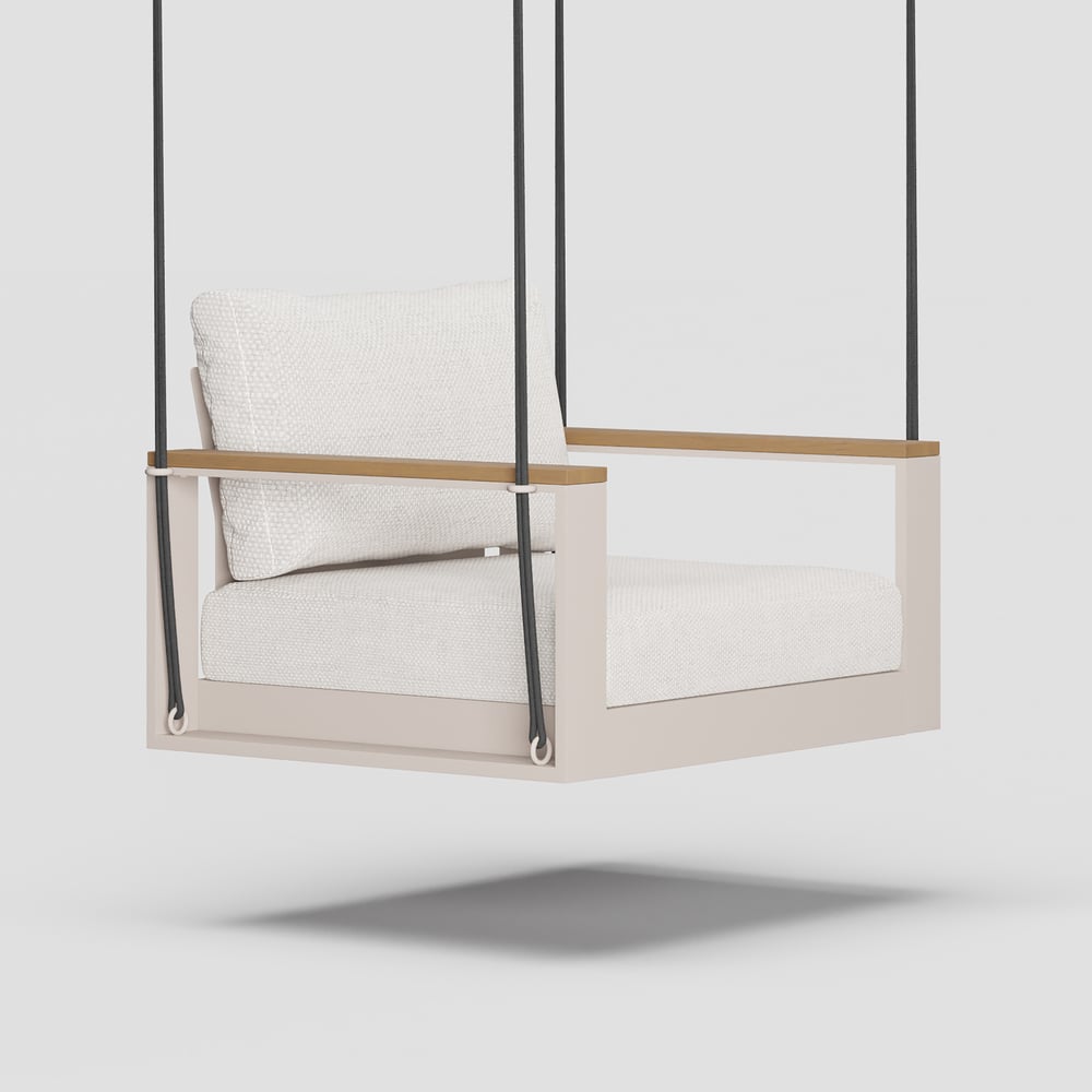 Tevara Outdoor Swing Sofa in Sand with Cushion & Black Cover window image