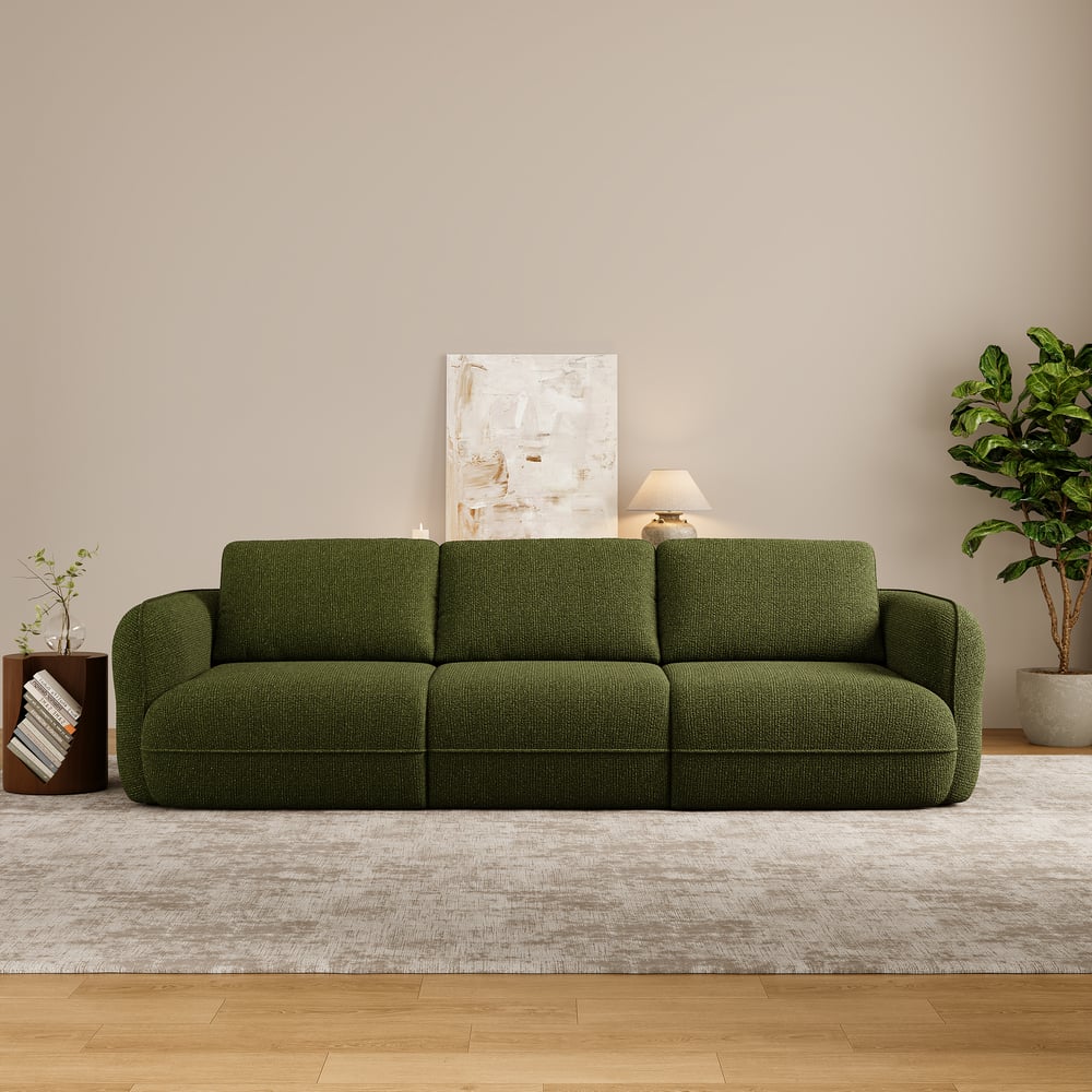 Modern 304cm 3-Seater Chenille Power Convertible Sleeper Sofa with Remote Control window image