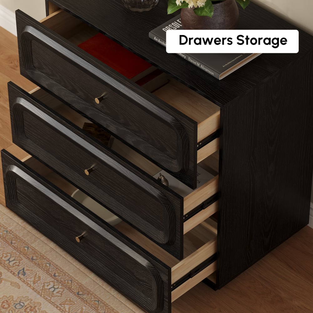 94" TV Stand with Chest Cabinet with 3 Drawers Storage window image