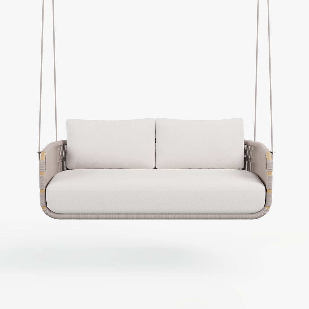 Costra 2-Seater Outdoor Aluminum Handwoven Rope Hanging Swing Chair window image