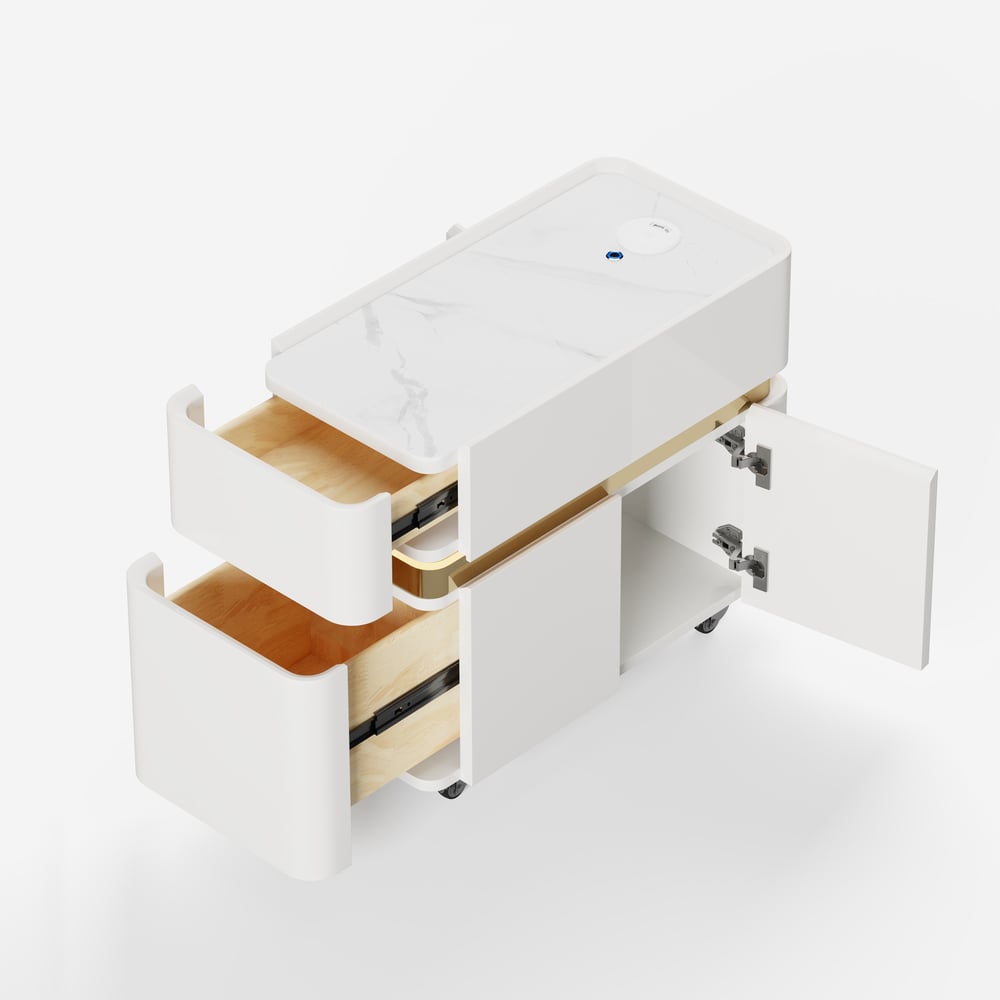 Narrow Smart LED Nightstand with  Sintered Stone Top window image