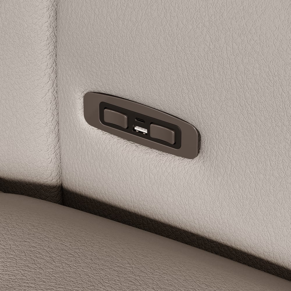 Genuine Leather Built-In Cooler Power Reclining Sofa window image