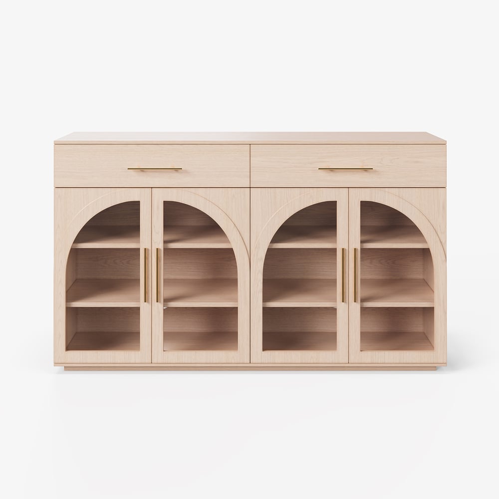 Arune 63" Natural Wood Sideboard with Storage & LED Lights window image