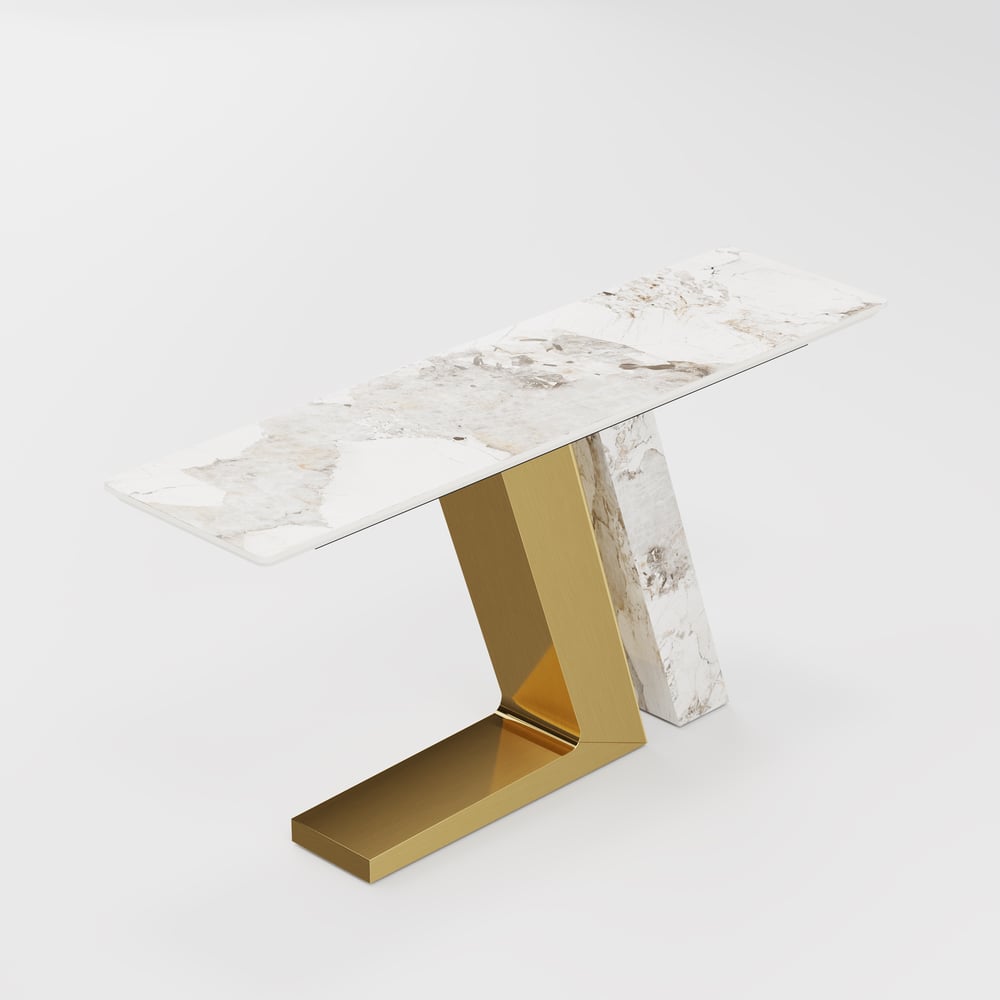Silexa 60" Modern Console Table with White Sintered Stone Top window image