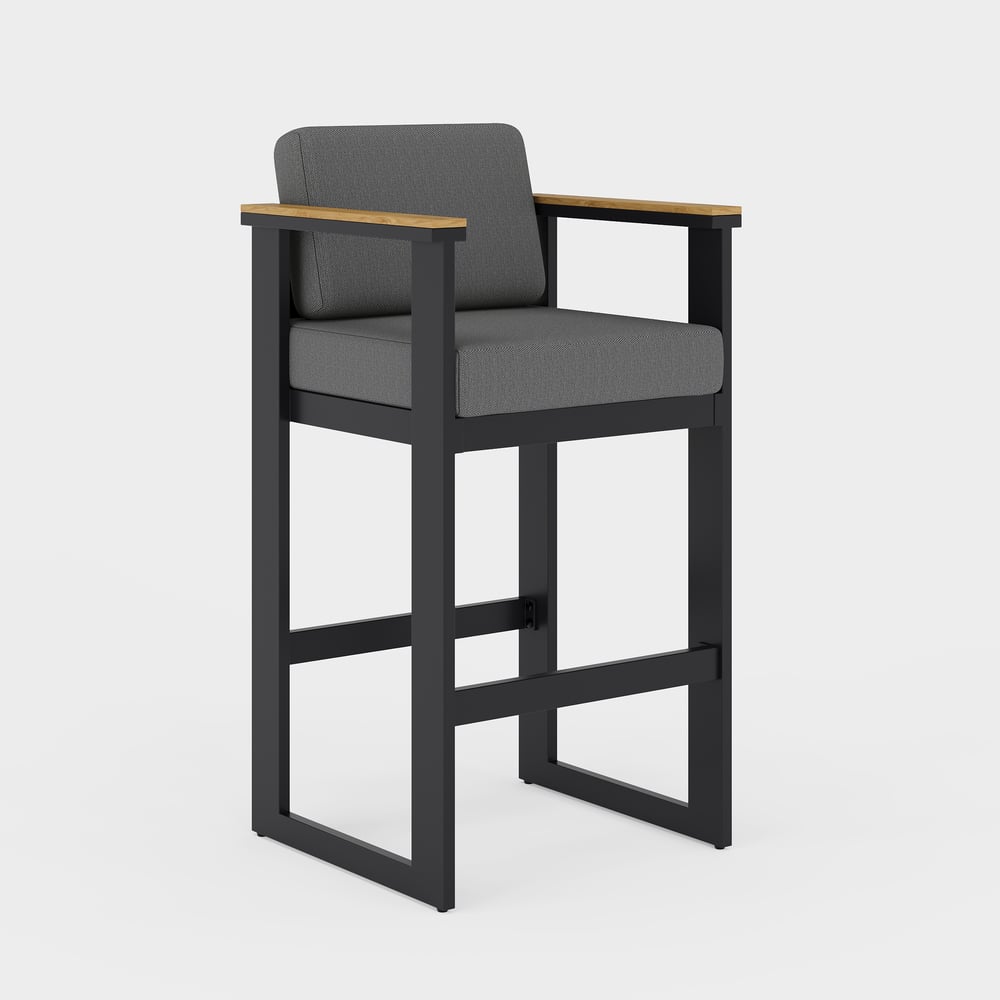 Axis 7-Piece Outdoor Teak Wood Modern Bar Dining Table Set with 6 Chairs window image