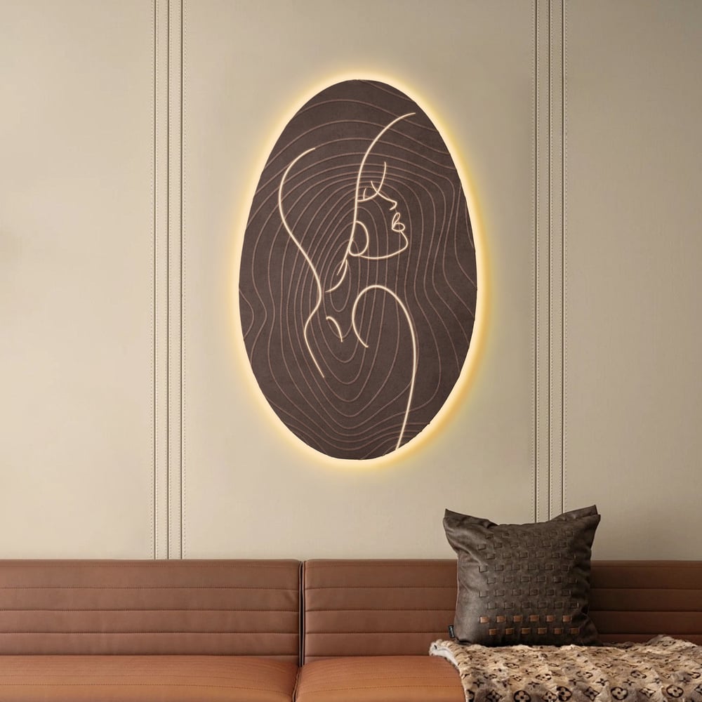 80cm Illuminated Abstract Figure Wall Art with Warm LED Backlight, Textured Wall Decor window image