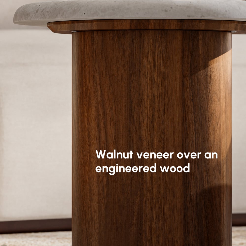 Ensemble de tables basses rondes de 18"-47" en placage de béton et noyer image de fenêtre