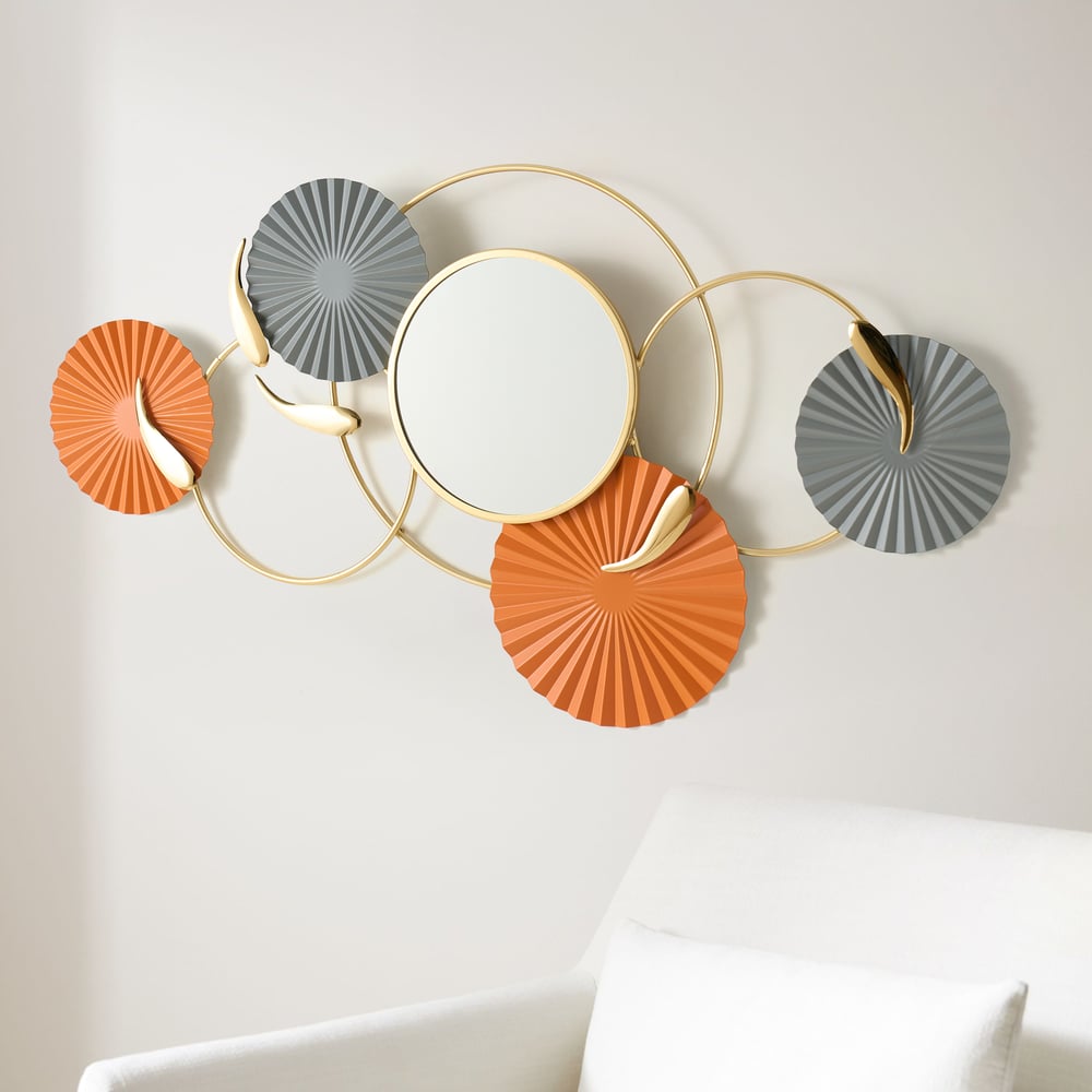 46" Modern Wall Mirror – Geometric Iron Art Decorative Mirror window image