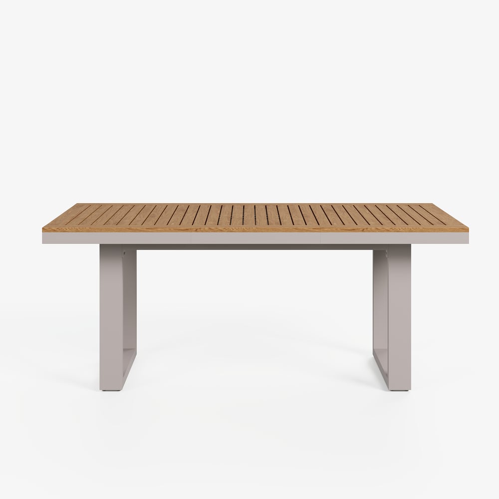 Tevara 6-Person Rectangle Teak & Aluminum Outdoor Patio Dining Table in Sand window image