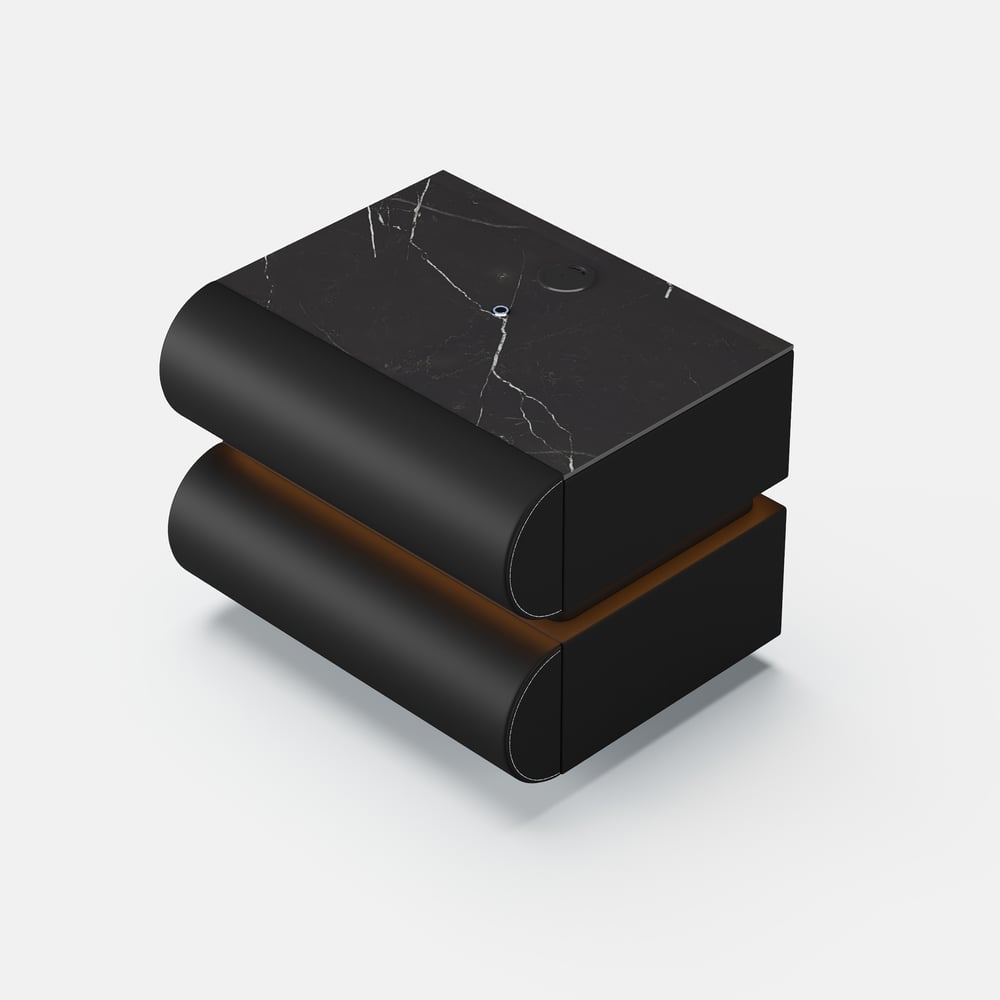 Humply Floating Leather 2-Drawer Smart LED Nightstand with Sintered Stone Top window image