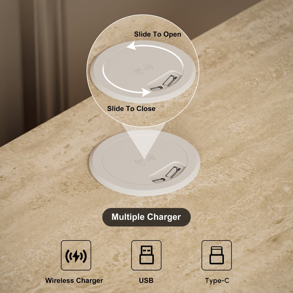 Aura Ash Wood Led Nightstand with Charging Station,Set of 2 window image
