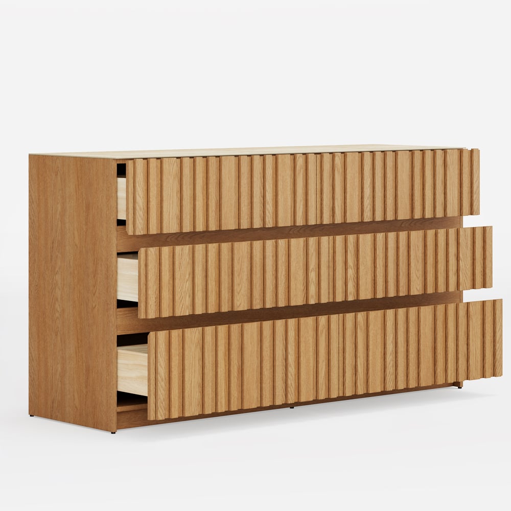 Aura 59" Natural Sintered Stone 6-Drawer Dresser with Lighting window image