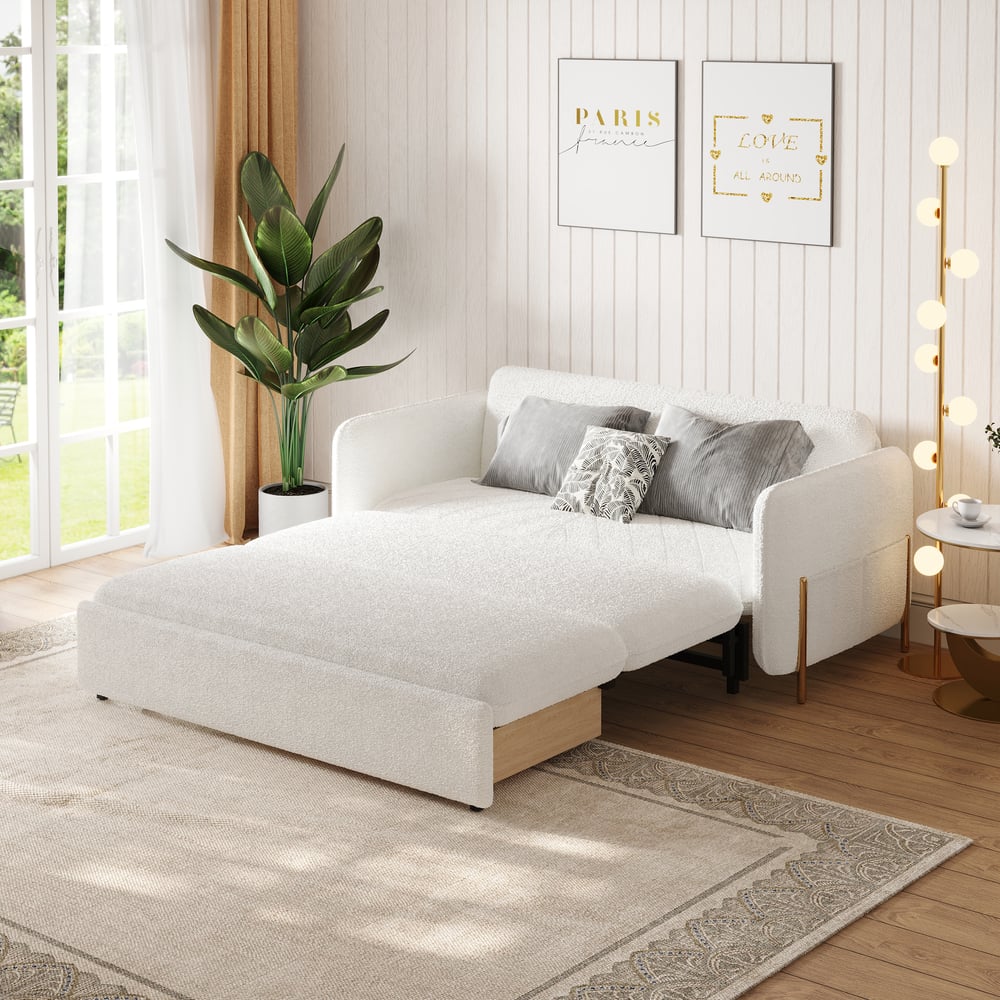 1524mm Queen 3-Seater Boucle Convertible Sleeper Sofa window image