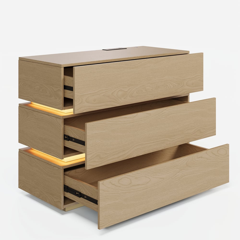 Commode Lumio 39" à 3 tiroirs avec station de charge image de fenêtre