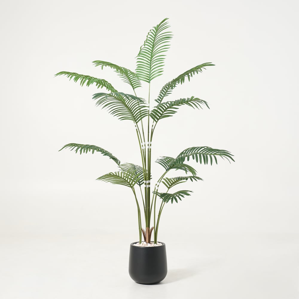 6 ft. Artificial Areca Palm Tree with Planter and Decorative Stones window image