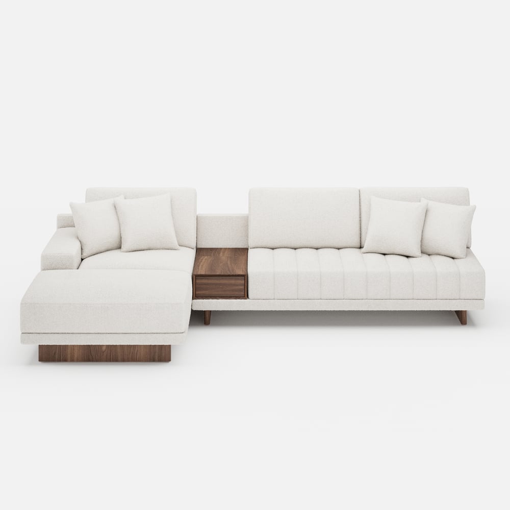Vewal 126-inch L-Shaped Boucle Modular Sectional Sofa with Chaise & Ottoman window image