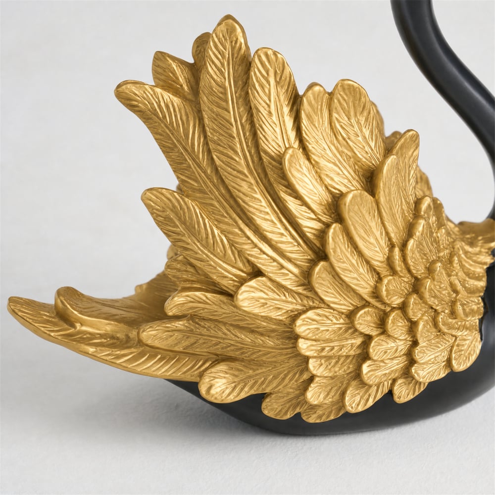 2-Piece Resin Swan Figurines, Black & Gold Decorative Storage Set window image
